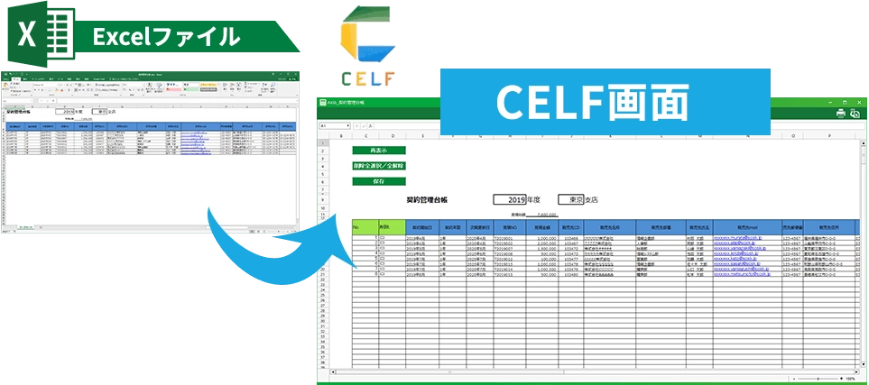 ExcelファイルからCELF画面