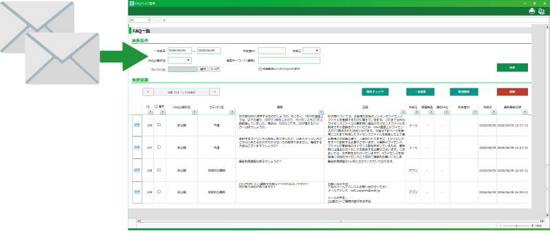 メールに埋もれている貴重な情報を抽出し、FAQとして回答内容にできる