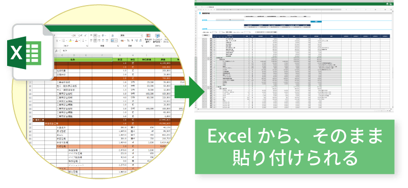 Excelからそのまま貼付けられる