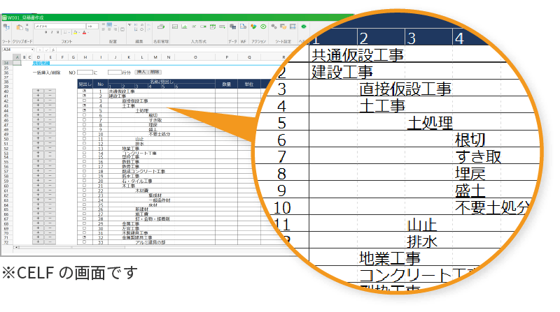 複雑な階層見積にも対応