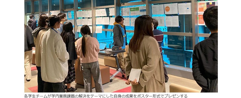 成果をポスター形式でプレゼンする様子